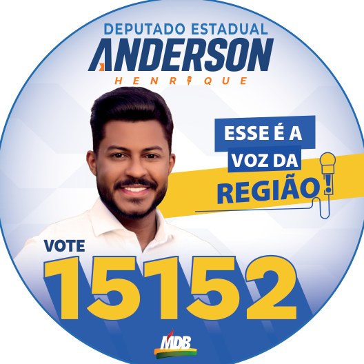 Adesivo da campanha: Anderson Henrique, deputado estadual, vote 15152